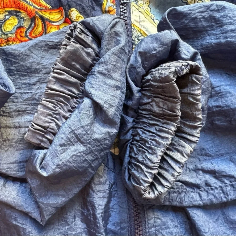 Vintage Misty Valley Sport Windbreaker Jacket – Blue Baroque Print – Early 90s - Picture 11 of 13
